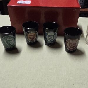 Black Shot Glass Set with Assorted Logos